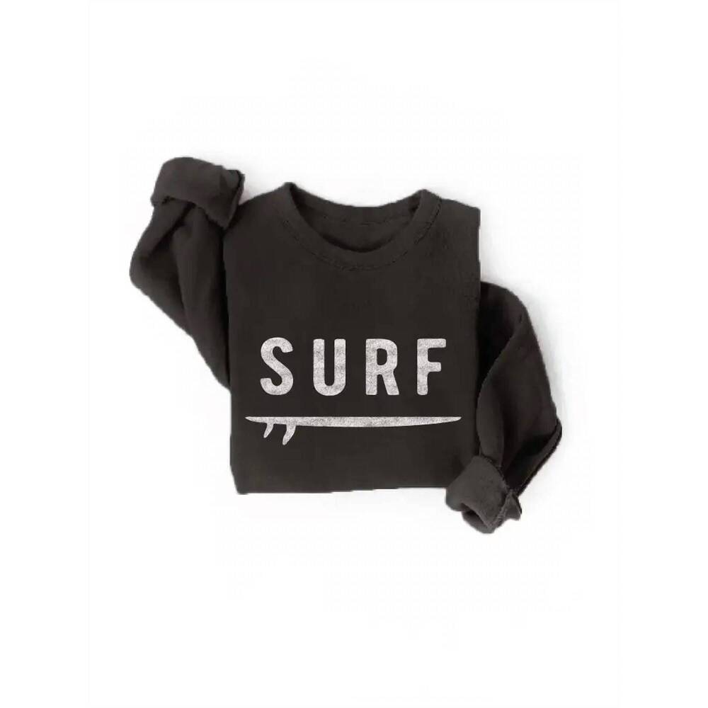 NEW OAT COLLECTIVE women's surf graphic sweatshirt in black
